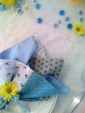 Blue Quilted Napkins for Baby Shower with Yellow Daisies
