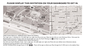 EWM 2005 Awards Invitation Reverse Site Parking Map for Bank United Center/UM Convocation Center