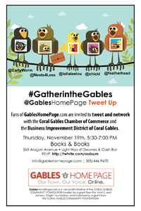 GablesHomePage.com tweet up promo card
