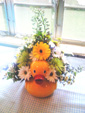 Rubber Duckie Ceramic Flower Arrangement for Baby Shower on Gift Table
